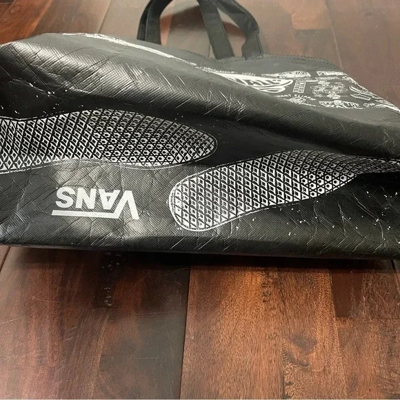 Vans Off The Wall Reusable Large Black/White Classic Checkered Shopping Tote Bag - Picture 3 of 5